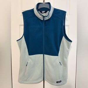 Lands' End Aqua and Light Blue Fleece Vest Womens XL New without tags